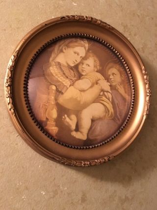 Vintage 40’s Madonna Of The Chair Round Picture