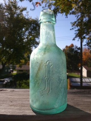 Johnston & Co Philadelphia Pa Squat Bottle Patina Glass 1800s 3