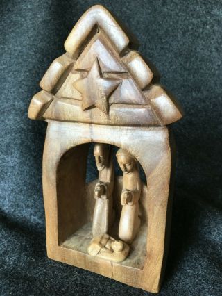 Haiti Solid Carved Wood Wooden Sculpture Nativity Jesus Mary Joseph Primitive