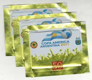 Brazil 2011 Panini Copa America Argentina Sticker Pack X3 Glossy