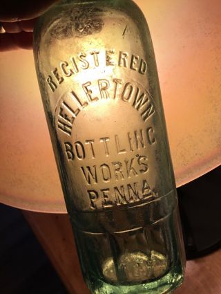 Old Hellertown Pa Bottle 10 Sided Mug Base Hutch Blob Top Bottle Advertise