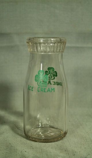 Vintage Old Clover Brand Grade A Milk Ice Cream Half Pint Bottle