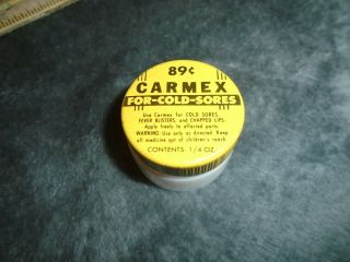 Vintage Carmex Lip Balm Metal Lid Milk Glass Jar 89 Cents