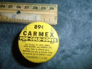 Vintage Carmex Lip Balm Metal Lid Milk Glass Jar 89 Cents 2