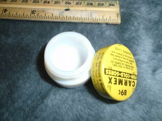 Vintage Carmex Lip Balm Metal Lid Milk Glass Jar 89 Cents 3