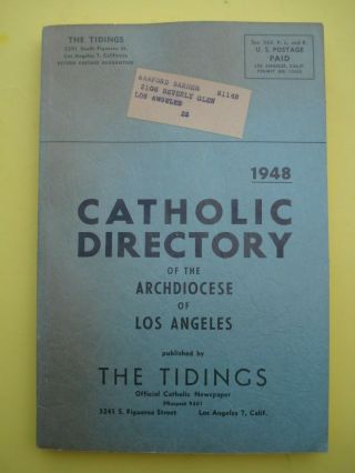1948 Catholic Directory Of The Archdiocese Of Los Angeles Good,  Sound
