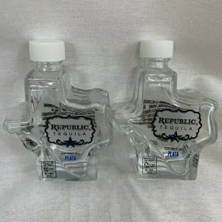 Republic Tequila Set Of 2 Mini Texas - Shaped Bottles With Salt/pepper Shaker Tops