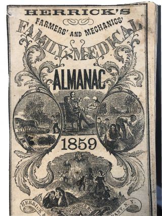 1859 Pre - Civil War Pontil Era Herricks Medicine Advertising Almanac