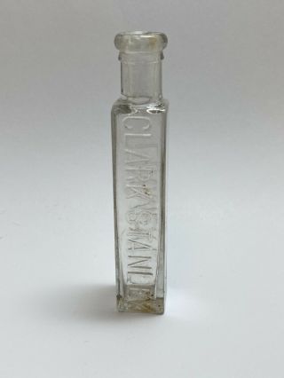 Antique Earl Clark Stanley Snake Oil Liniment Clear Glass Bottle 3