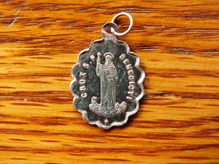 Antique Small Sterling Religious Medal St Benedict Dispossession Exorcize Demon