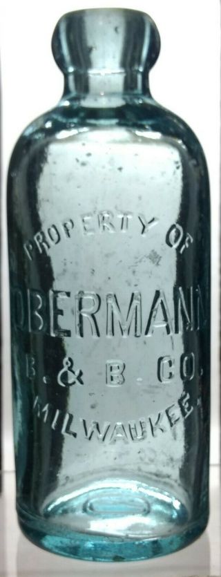 C.  1900 Obermann Milwaukee Wisconsin Hutchinson Soda Water Bottle Blob