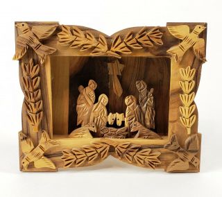 Nativity Scene Hand Carved Olive Wood Christmas Oliveart Made In Holy Land 4 " X5 "