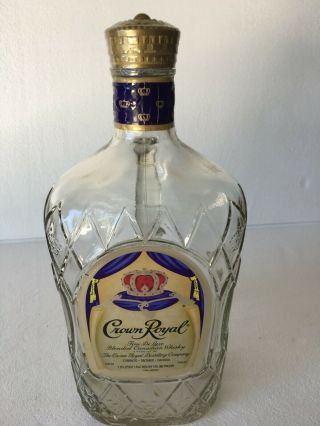 1 Empty Crown Royal Blended Canadian Whiskey Bottle 1.  75l W/cap