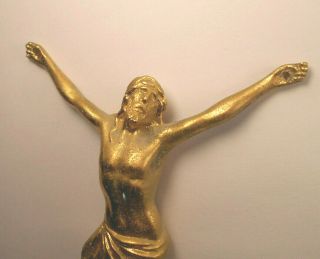 Jesus Christ Corpus Figure - 5 " Crucifix Cross Statue - Gold Tone Metal - Religious