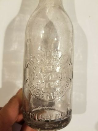 Clear Straight Sided Coca Cola Cumberland,  Maryland Soda Bottle