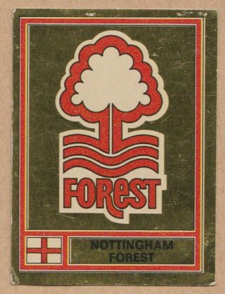 Panini 1978 Football 78 Sticker 294 Nottingham Forest Club Badge Gold Foil