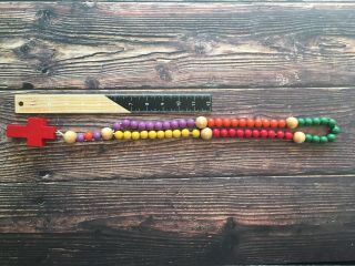 Set of 2 Child’s First Rosary Colorful Rainbow Wooden Beads Catholic Cross 3