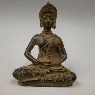 Exquisite Chinese Old Tibetan Buddhist Brass Buddha Statue Yr