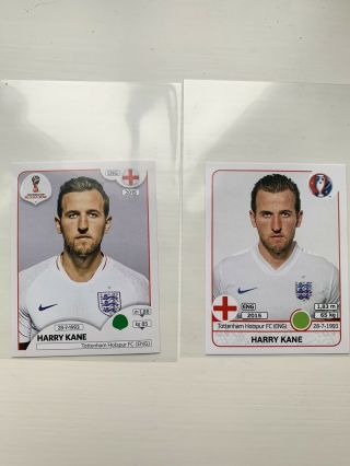 2x Harry Kane England Panini Stickers France 2016 And Russia 2018 - Tottenham