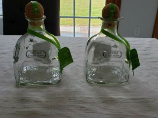 2 Silver Patron Tequila 1.  75 L Empty Bottles With Cork & Tags - Buy 1/get 1
