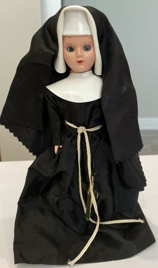 Vintage Nun Sister Doll Black Habit Catholic W Cross 8 " The Year 1970 (50 Years)