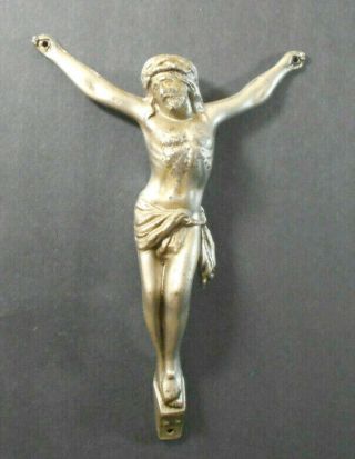 Antique Jesus Christ Corpus Figure - Crucifix Cross Statue - Metal - 5.  75 " Religious