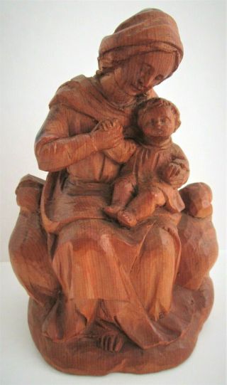 Vintage Carved Wood Madonna & Child,  5 3/4 " High