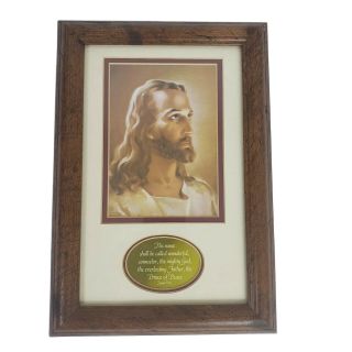 Sallman Head Of Christ With Isaiah 9:6 Names Of Jesus Brown Frame Double Mat