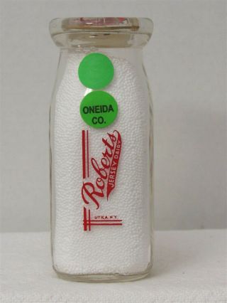 Tsphp Milk Bottle Roberts Jersey Dairy Utica Ny Oneida County 1959 Jersey Milk