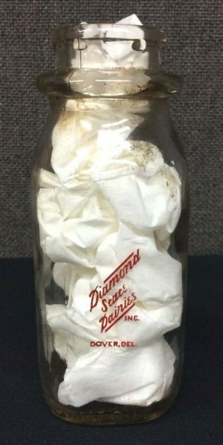 Diamond State Dairies Dover,  Del Half Pint Bottle - Vintage
