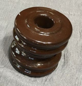 Vintage Brown Ceramic Glazed Wire Insulator