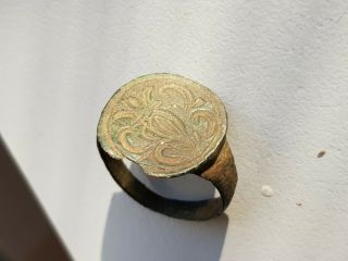 Antique Bronze Ring Imperial Russia - Coat Of Arms On The Shield