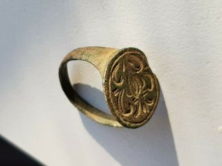 Antique Bronze Ring Imperial Russia - Coat of arms on the shield 3