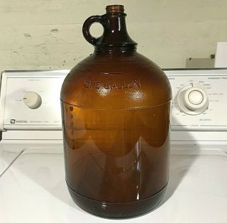1 Gallon Brown Amber Duraglas Packer Jug Bottle 1941 Owens Illinois Made/alton