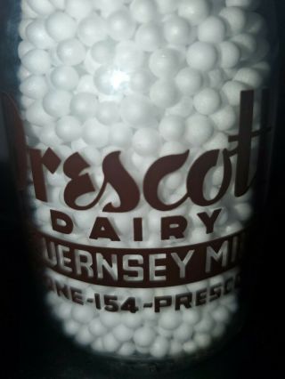 Prescott Dairy Pyro Half Pint Guernsey Milk Bottle