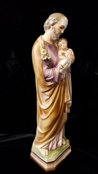 Vintage Columbia Statuary Saint Joseph Infant Jesus Chalkware Statue 2