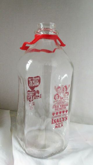 Vintage Glass Half Gallon Isaly’s Dairy Milk Bottle Great Graphics Both Sides