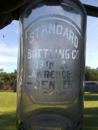 Early acid etched Standard Bottling Co.  seltzer bottle Denver Colorado,  Colo,  CO 2