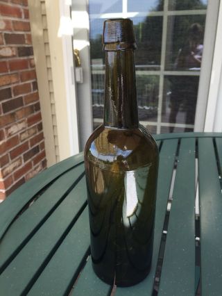 Dyottville Glass Phila Green Whiskey Bottle 3 Piece Mold Base Embossed