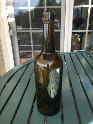 Dyottville Glass Phila Green Whiskey Bottle 3 Piece Mold Base Embossed 3