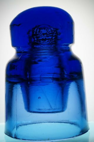 Big (4 3/8 ") Blue Glass Insulator Cd 578.  7 Made In Ussr Soviet Russian