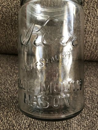 Kerr Wide - Mouth Quart Mason Canning Jar Sand Springs Oklahoma 1915 Bubble Glass