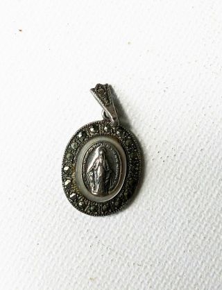 Vintage Catholic Creed Sterling Silver Miraculous Mary Medal
