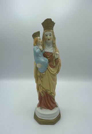 Vintage Virgin Mary And Baby Jesus Statue Figure Religious Ceramic 9”