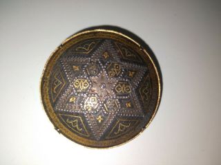 Vintage Damascene Brooch Pin Mid - Century Star Of David Judaica Jewish Unique