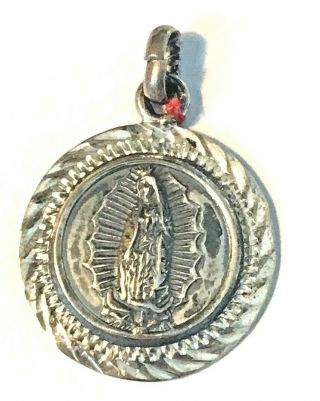 Vintage Signed Sterling Silver Virgin Mary Virgin Of Guadalupe Pendant Charm
