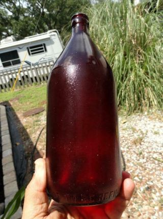 ROYAL RUBY Red Schlitz QUART Beer Bottle ANCHOR HOCKING GLASS 1950’s 3
