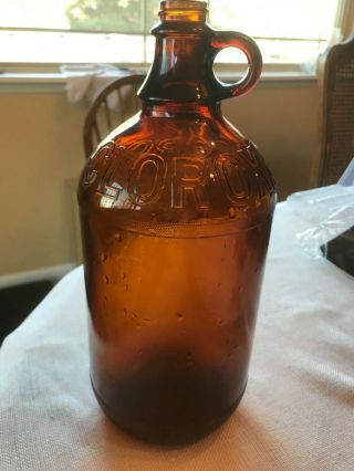 Vintage Antique Brown Glass Clorox Bottle Embossed 1/2 Gallon Jug 64 Oz No Lid