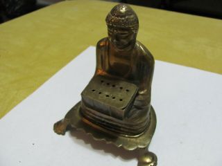 Vintage Brass Buddha Incense Burner Zen With Offering Dish.  India.