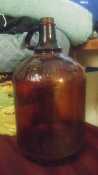 Vintage 1950s Amber Glass Clorox 1/2 Gallon Jug With D Shape Handle